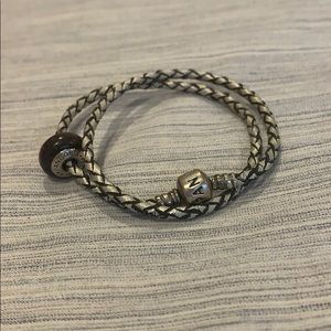 Pandora Double Braided Leather Bracelet